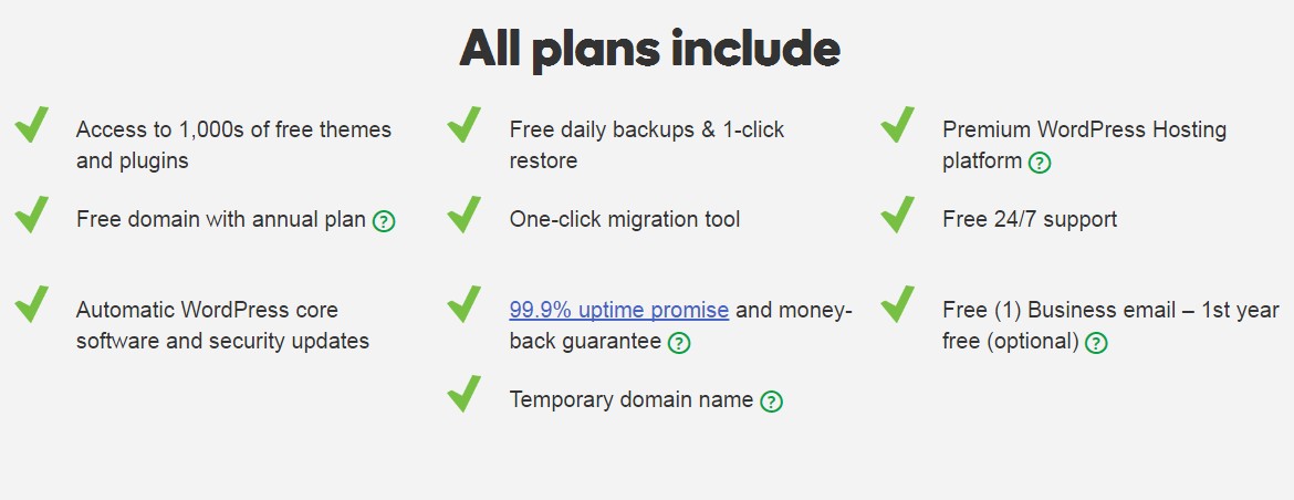 features of hosting plans