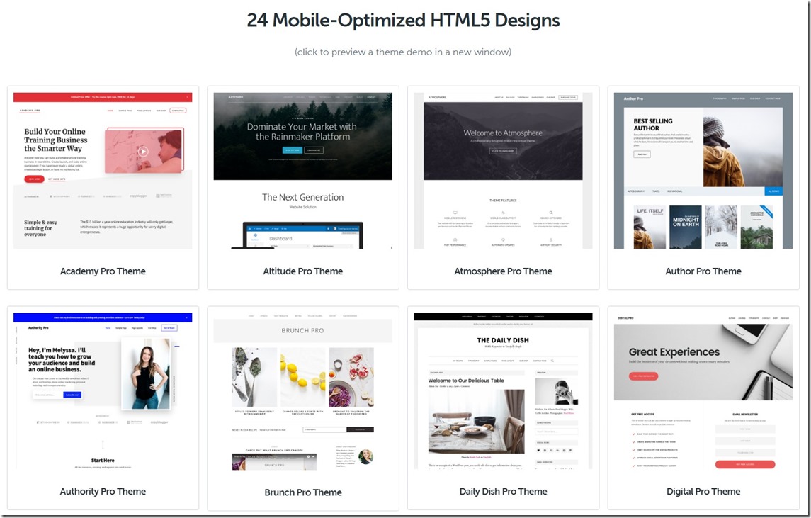 24 free studiopress genesis themes